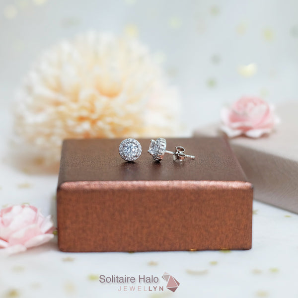 E17268 - Solitaire Halo Earrings