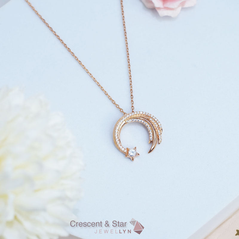 N17104 - Crescent and Star Necklace