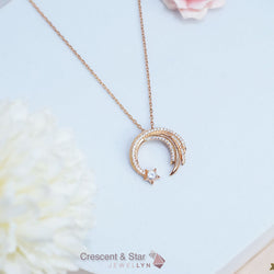 N17104 - Crescent and Star Necklace