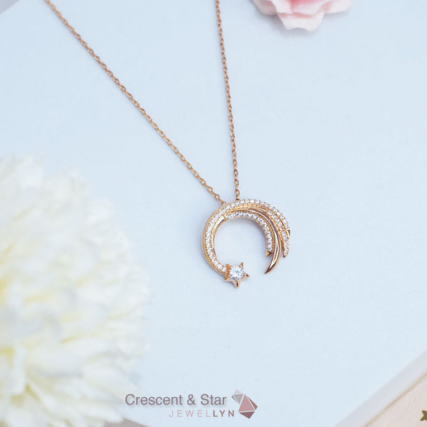 N17104 - Crescent and Star Necklace
