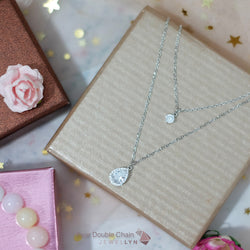N17094 - Pear Double Chain Necklace